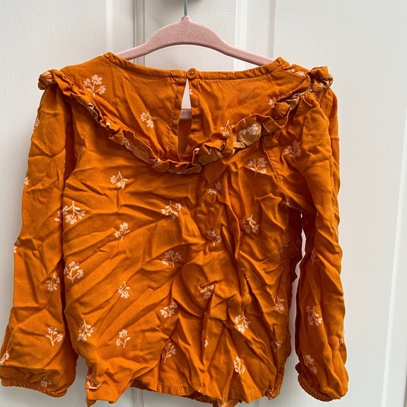 NWOT Okie Dokie 24M Gold/Orange Floral Long Sleeve Girls Blouse Top - Picture 3 of 4